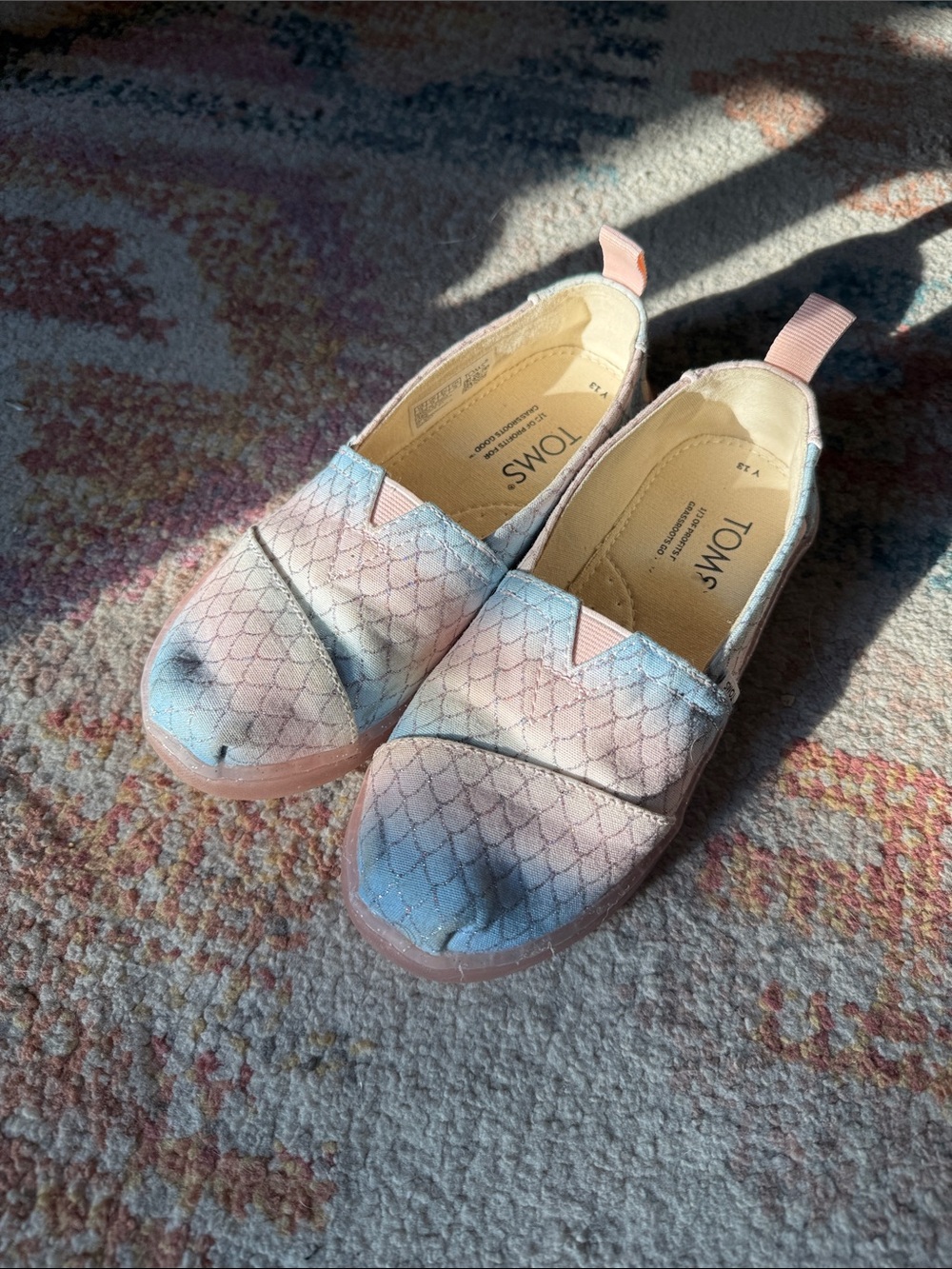 TOMS Girls Pastel Mermaid Scale Slip-Ons